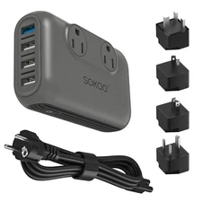 230W Voltage Converter Transformer 220V to 110V Step Down, 4 USB Travel Charger