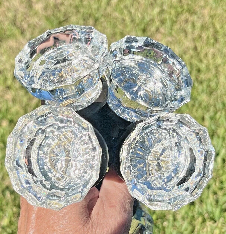 Juego de perillas de puerta de 12 puntos de cristal transparente de colección/4 perillas de puerta restauraciones de casa de 2" Foto 4 de 4