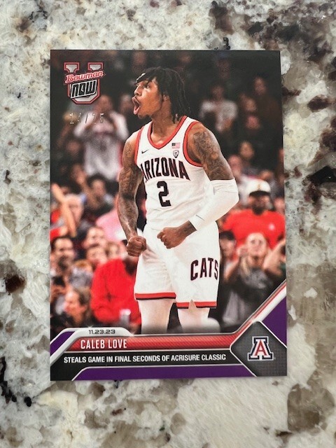 2023 BOWMAN U NOW PURPLE PARALLEL CARD 14/25 ARIZONA WILDCATS CALEB LOVE #8