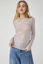 Free People Sheer Y2K Revival Festival Sheer Long Sleeve Pink — Size XS NWoT