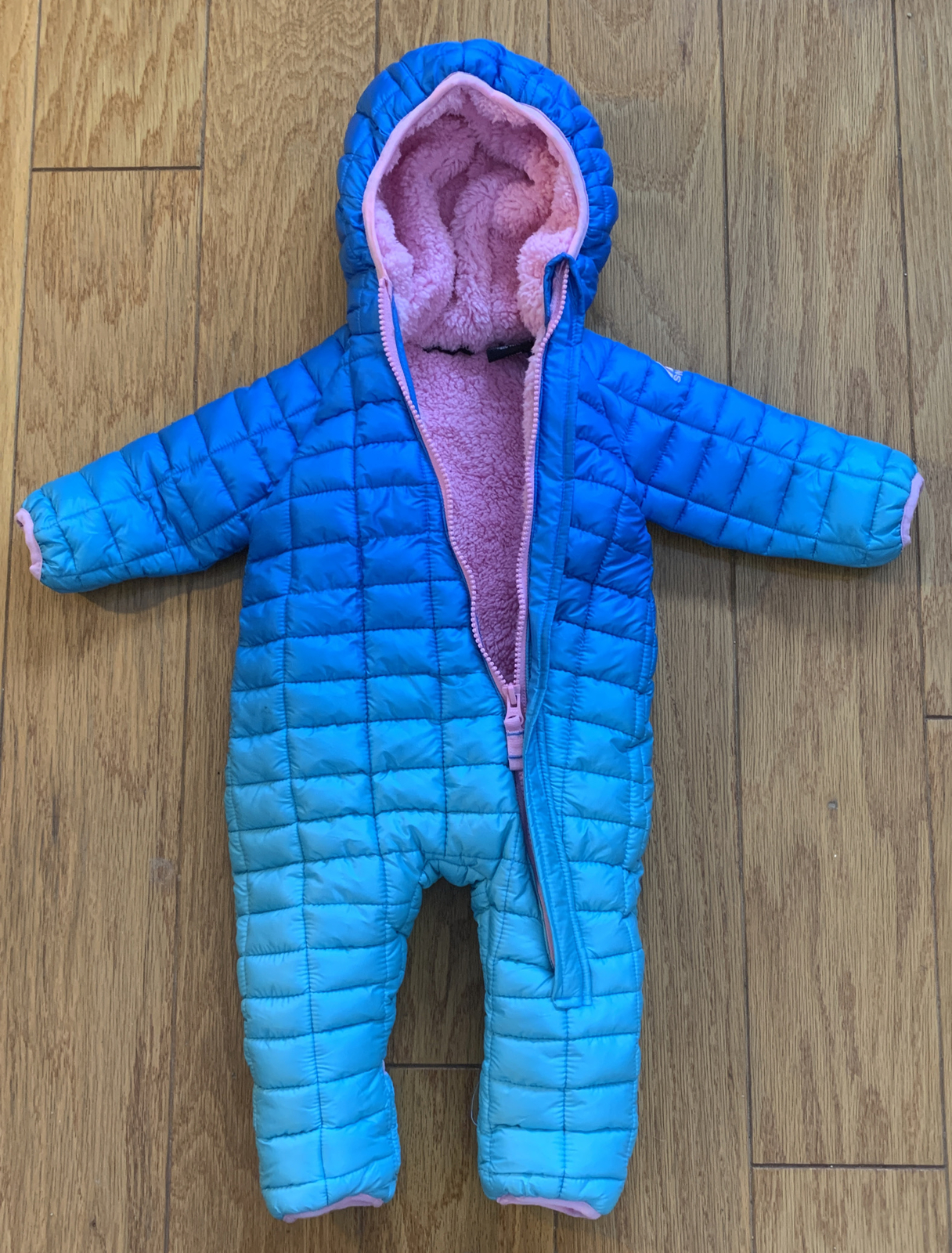 SNOZU FLEECE LINED Infant WINTER SNOWSUIT Baby Girls 3/6m Blue With