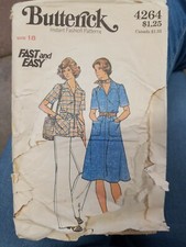 Butterick 4264  4265 Zipper Shirt Dress 4265 Zipper Top  Pants Size 18 Bust 40