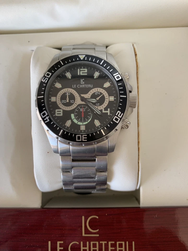 Le Chateau Men's 7072M Chronograph Stainless Steel Watch - NIB - image 2 of 4