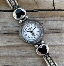 Disney Time Works Mickey Mouse Quartz 6.5" Watch Beaded Bracelet VNTG Japan