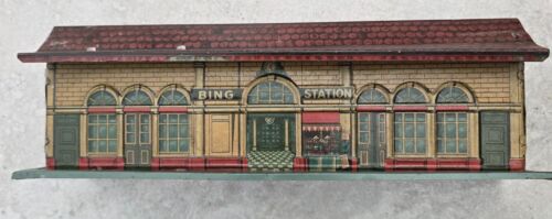 Vintage Bing Tin Train Station - 10.5" Long