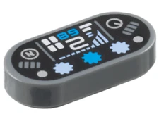 LEGO® Part 1126pb008 - Tile, Round 1x2 Oval with Dashboard with, Dots and Gauge