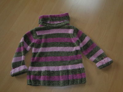 dopodopo Rollgragen Pullover Gr. 110 oliv rosa pink gestreift guter Zustand