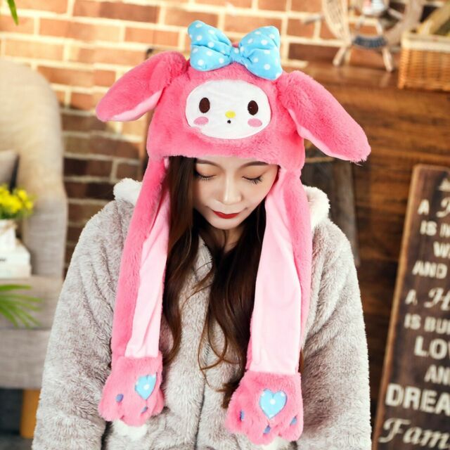 Tik Tok Cute Plush Rabbit Stitch Clip Pinching Bunny Hat Cap Ear Can Move Airbag | eBay
