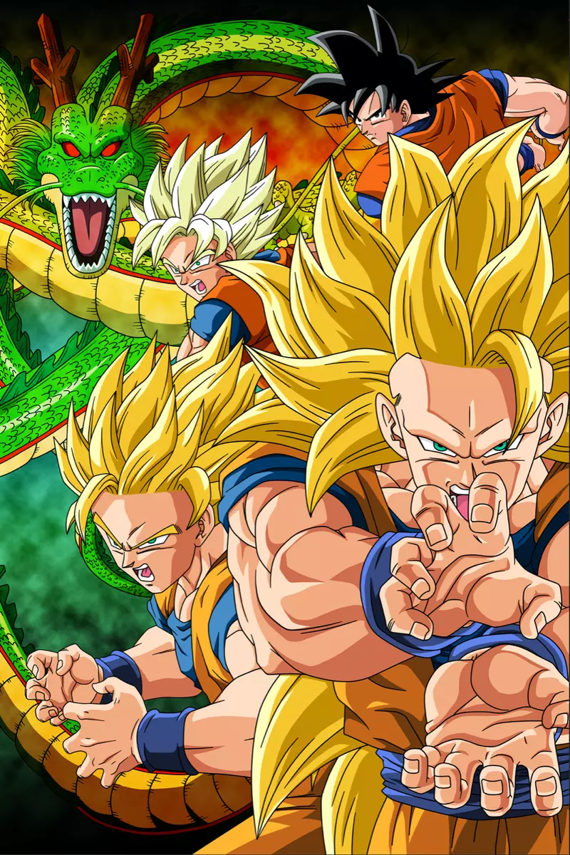 Dragon Ball Poster Goku Kamehameha From Normal to SSJ3 12in x 18in Free  Shipping