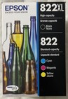 Epson 822XL Black 822 Cyan Magenta Yellow Ink Cartridge Set T822XL-BCS Exp 2027+
