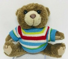 BEAR 6" Brown Striped Multi-Color Sweater Plush Stuffed Animal