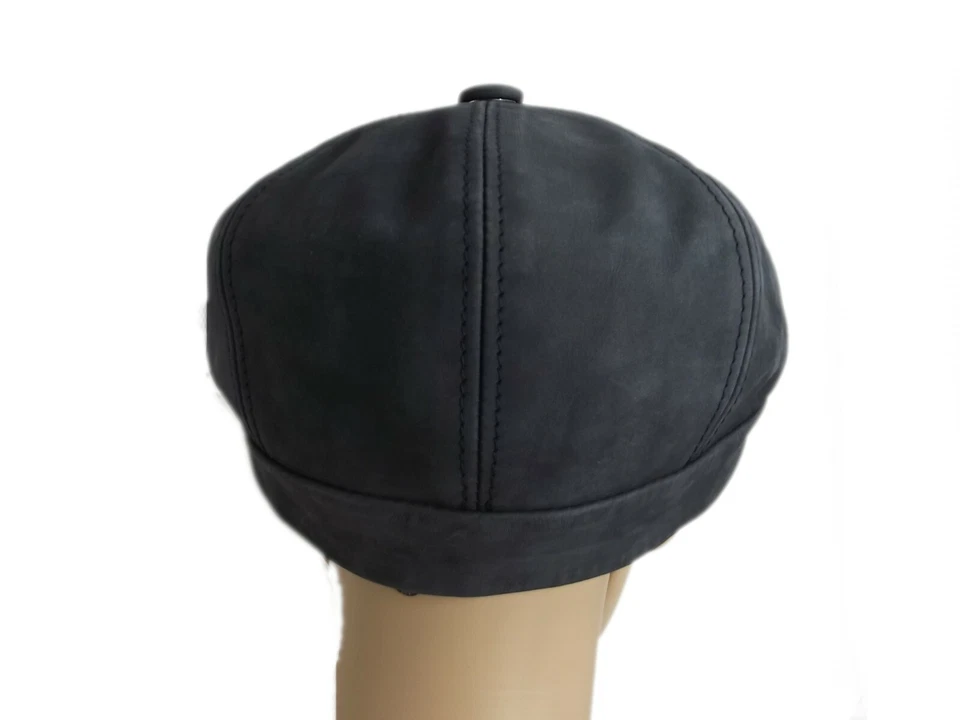 Casquette cuir  CRAMBES nappa wax City bleu taille 57 - Photo 2/2