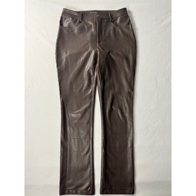 Boston Proper Brown Faux Leather Studded Side Pants Western Boho Size 8