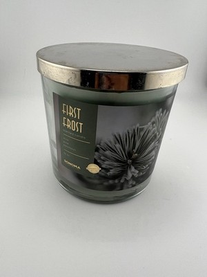 SONOMA 3 Wicks Scented Jar Candle - FIRST FROST - Mint Pine Patchouli- New