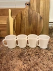 Vtg Anchor Hocking Fire King White Milk Glass Stackable Mugs Set Of 4