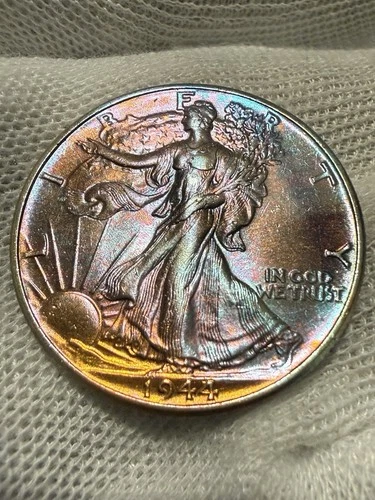 1944 Walking Liberty Half Dollar Choice BU + Toned