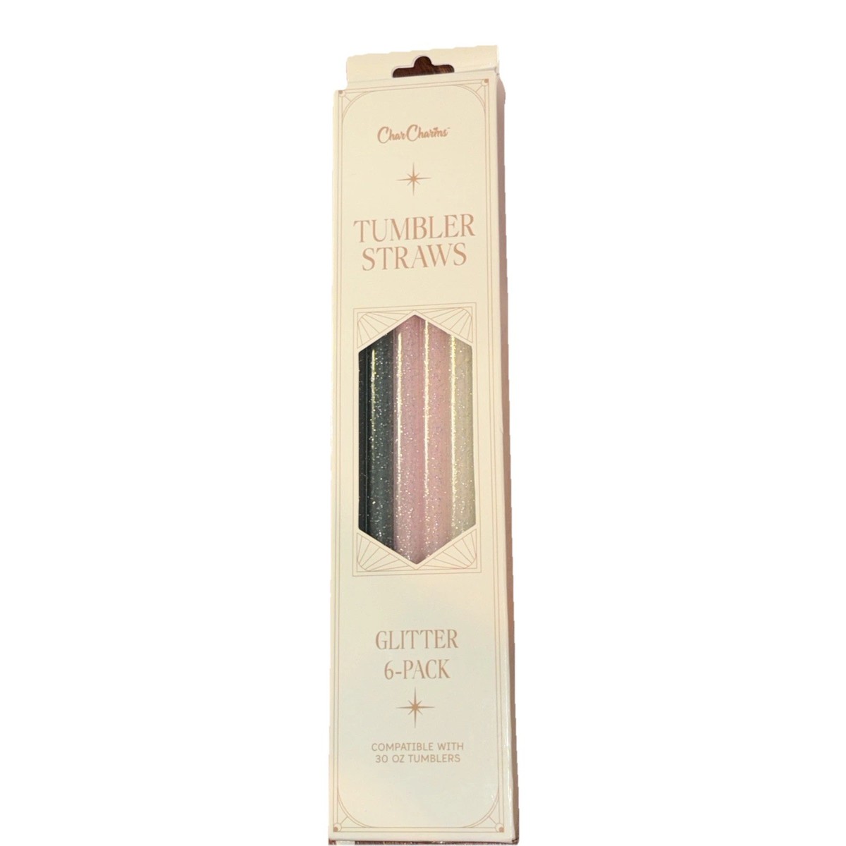 Glitter Tumbler Straws 30oz Char Charms 6 Pack Reusable New | eBay