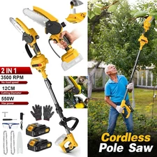 2-IN-1 Cordless Pole Saw And Mini Chainsaw With Extension Pole 21V Battery