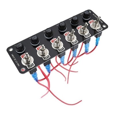 6 Gang Rockers Switch Panel 12-24V On-OFF Toggle Switch Panel with 10A Fuses