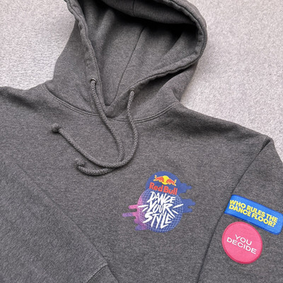 Red Bull ''Dance Your Style'' Pullover Hoodie Men's Medium Gray Fleece Sweatshirt