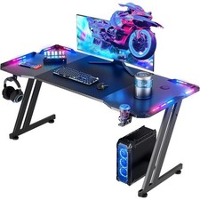 47 Inch Gaming Desk with LED Lights Table Large Computer Desk Ergonomic Home