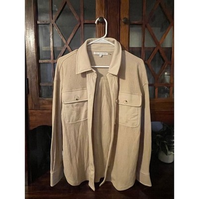 English Factory Tan Ribbed Collared Button Up Shirt Jacket Shacket Medium