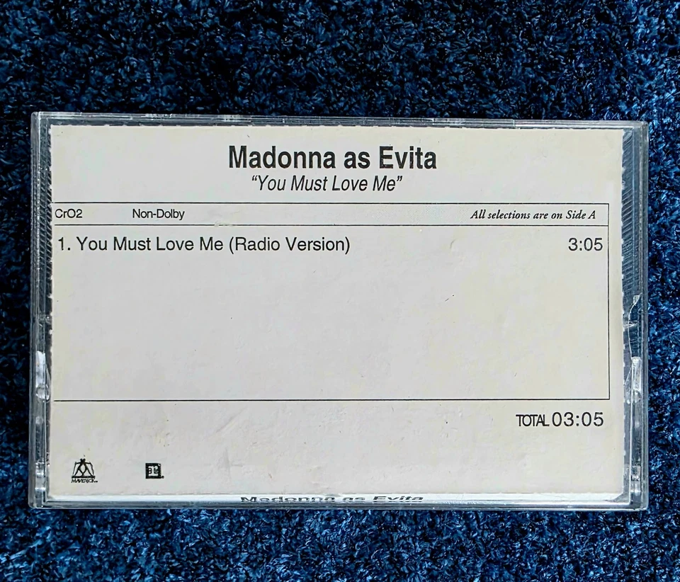 MADONNA YOU MUST LOVE ME PROMO ONLY CASSETTE TAPE US 1996 RARE Evita - Image 2 of 4