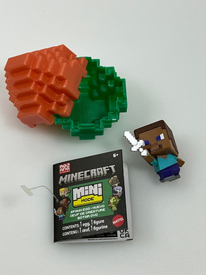 MINECRAFT MINI MODE MYSTERY SPAWN EGG FIGURE: Dark Skinned Steve with Iron Sword