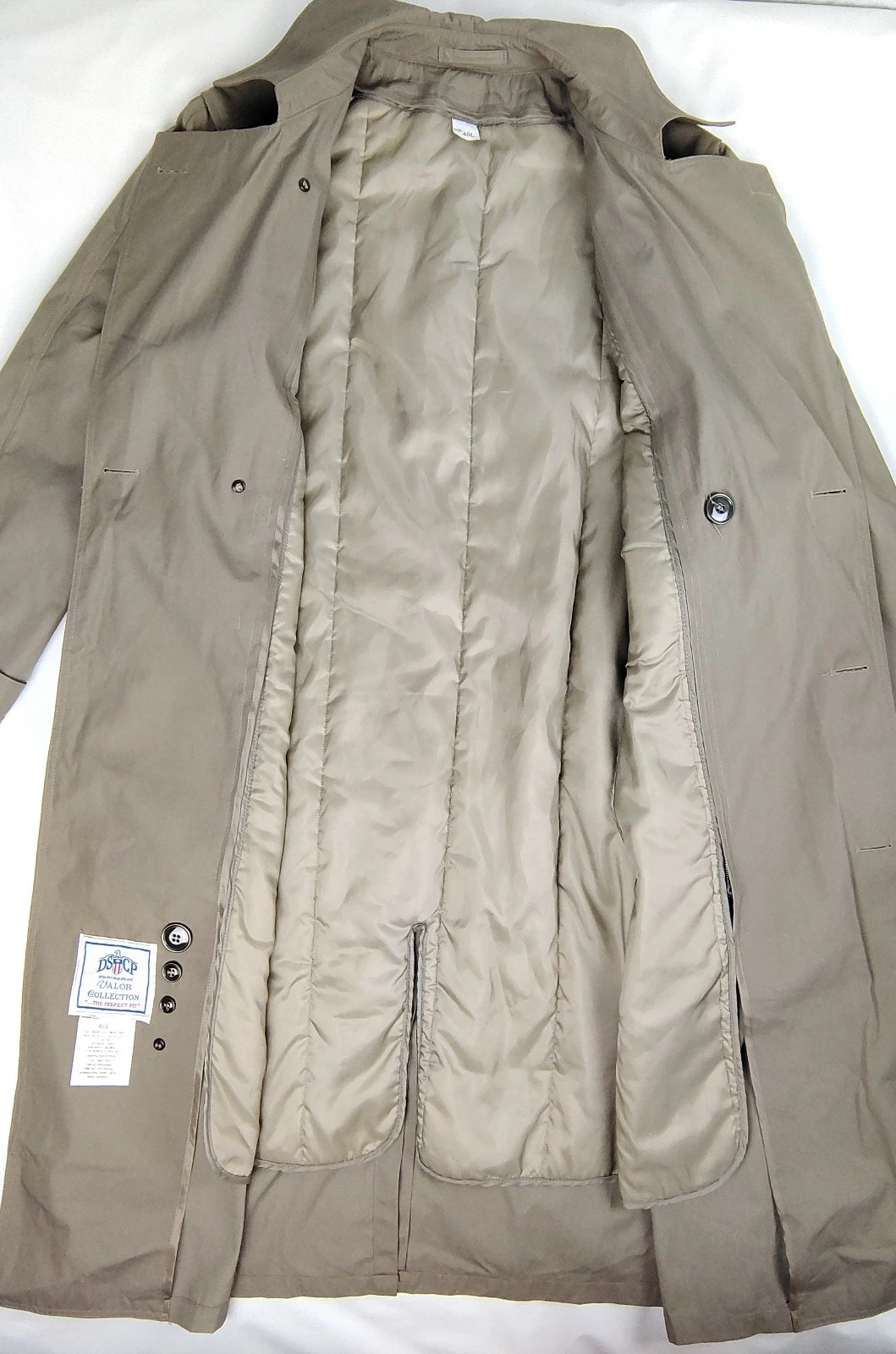 NWT DSCP Valor Collection All Weather Trench Coat Removable Quilt Liner Mens 40L - product detail image 4