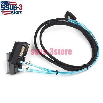 Internal Mini SAS 36P SFF-8087 to 4 SFF-8482 Connectors With SATA Power Cable 1M