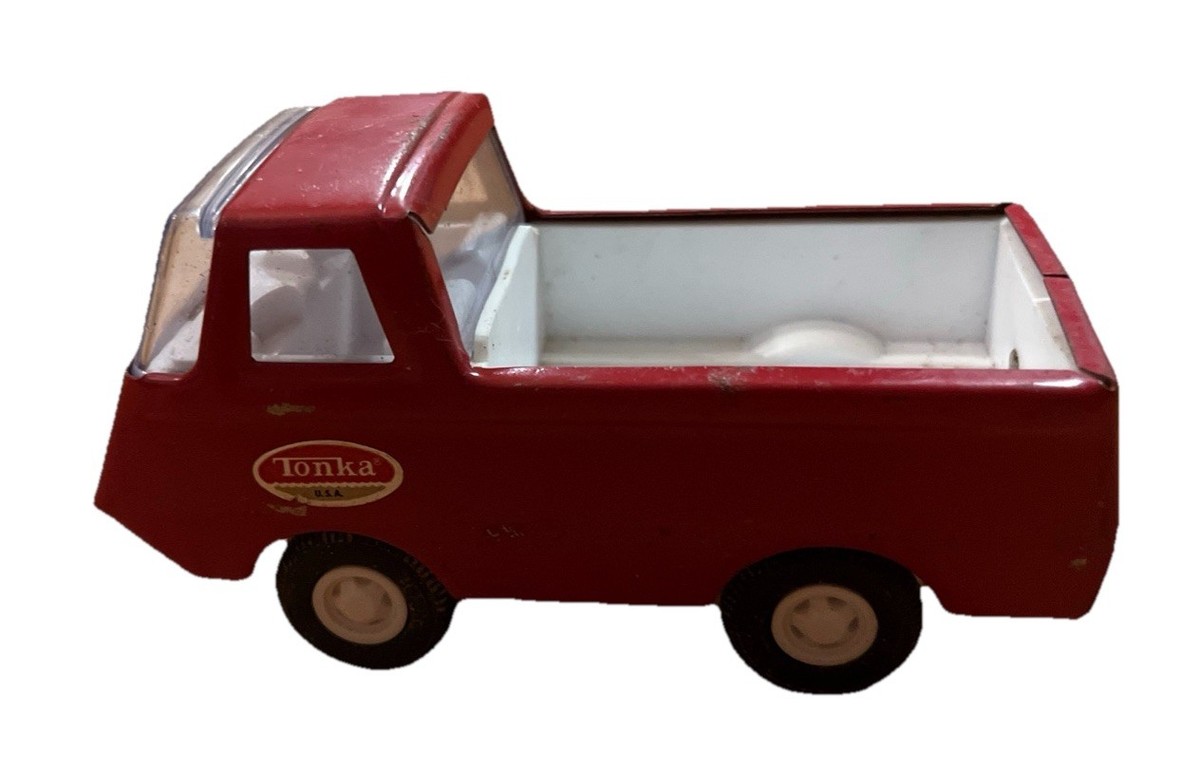 VINTAGE Mini TONKA RED PICKUP TRUCK #515 Pressed Steel 1970's