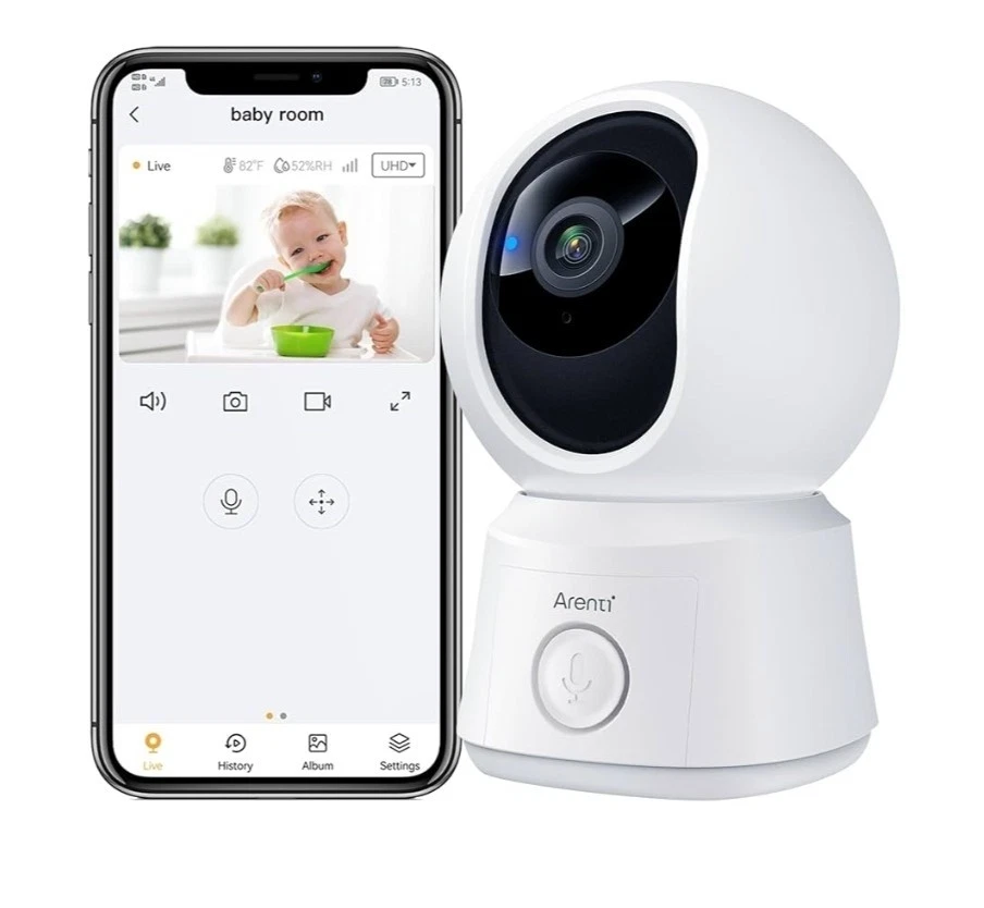ARENTI B2, 360° View Baby for Pet/Nanny, 2.4g WiFi Only, Temperature...94