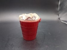 Toy Accessories Red Ice Bucket With Handle Small 3.75"x2.5" Vintage