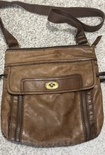 Vintage Fossil Leather Distressed Crossbody Purse Brown Lined Storage