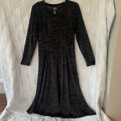VTG Brett Alixander Crushed Black Velvet Maxi Dress Whimsigoth Witchy 90s Sz 10