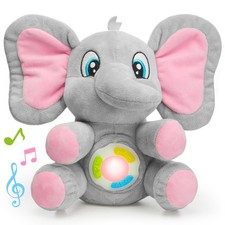 JOYIN Musical Elephant Plush Baby Toy, Stuffed Animal 8.3 inches, Grayish