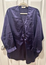 Victorias Secret Vtg 80's Gold Label Purple Night Shirt M/L Satin Nightgown