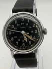 1966 Vintage Timex Military Field Watch 30.5mm Hand Wind Black Dial Runs NATO