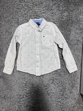 Tommy Hilfiger Boys Button Down long sleeve Shirt White Size 4 All Over Flag