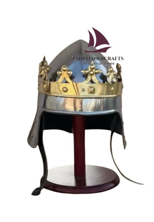 ZAIN Medieval King Casco Corona de Oro Acero Cruzado Armadura Para LARP San V...