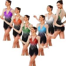 Womens Dresses Mesh Dress Figure Skating Dancewear Bodysuit Dance Gymnastics