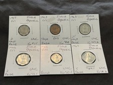 INDIA REPUBLIC 1957 TO 1967 6 COIN PAISE UNC LOT E21