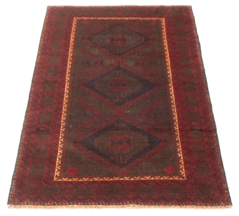 Alfombra geométrica anudada a mano vintage de 3'4" x 6'1" alfombra tradicional de lana Foto 3 de 4