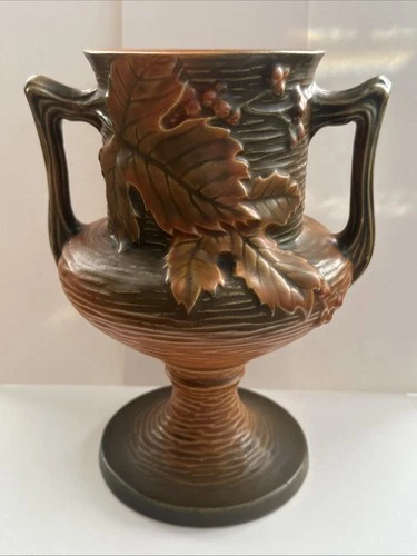 Vintage Roseville USA # 157-8" Bushberry Double Handled Footed Vase