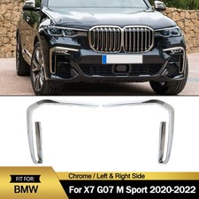 Chrome Front Bumper Fog Light Grille Molding Trim For Bmw X7 G07 M Sport 2020-22