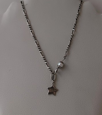 Kim Kardadsian Schmuck Perle und Silber Stern Design signiert 20'' Figarokette