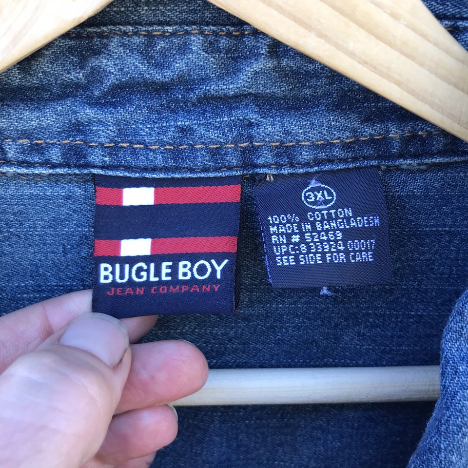Denim vintage años 90 Bugle Boy abotonado con desvanecimiento 3XL Foto 4 de 4