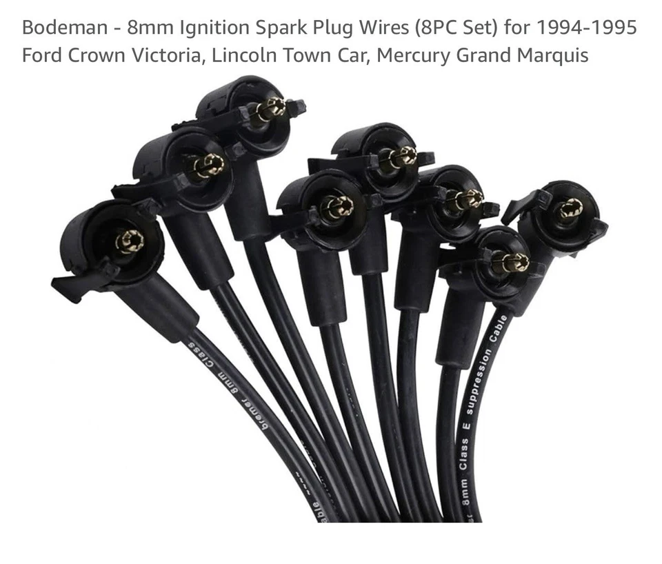 Juego de 8 cables de bujía Bodeman-8 mm para 94-95 Ford Crown Vic -Lincoln- Mercury  Foto 4 de 4