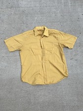 1960S/70S Yellow Button Up Short Sleeve Dress Shirt Size Large  
