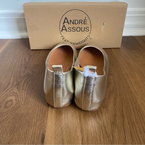 Andre Assous Nalah Silver Platino Leather Ballet Flats 8 - Picture 7 of 9